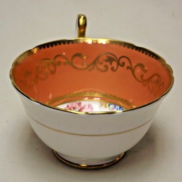 Aynsley Fine Bone China England Blush Floral Footed Tea Cup and Saucer - Picture 12 of 15